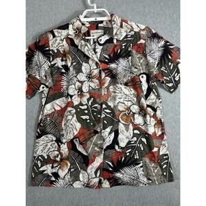 Vintage Tumbleweeds Hawaiian Shirt Size M Woven Cotton Birds Natural Colors